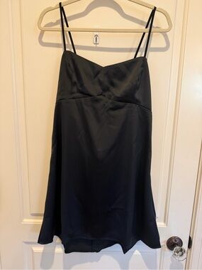 Urban Outfitters Black Satin Mini Slip Dress